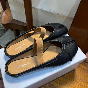 Maison Margiela Tabi Ballet Flats Black Size 38 US8 w/ Elastic Band Japan
